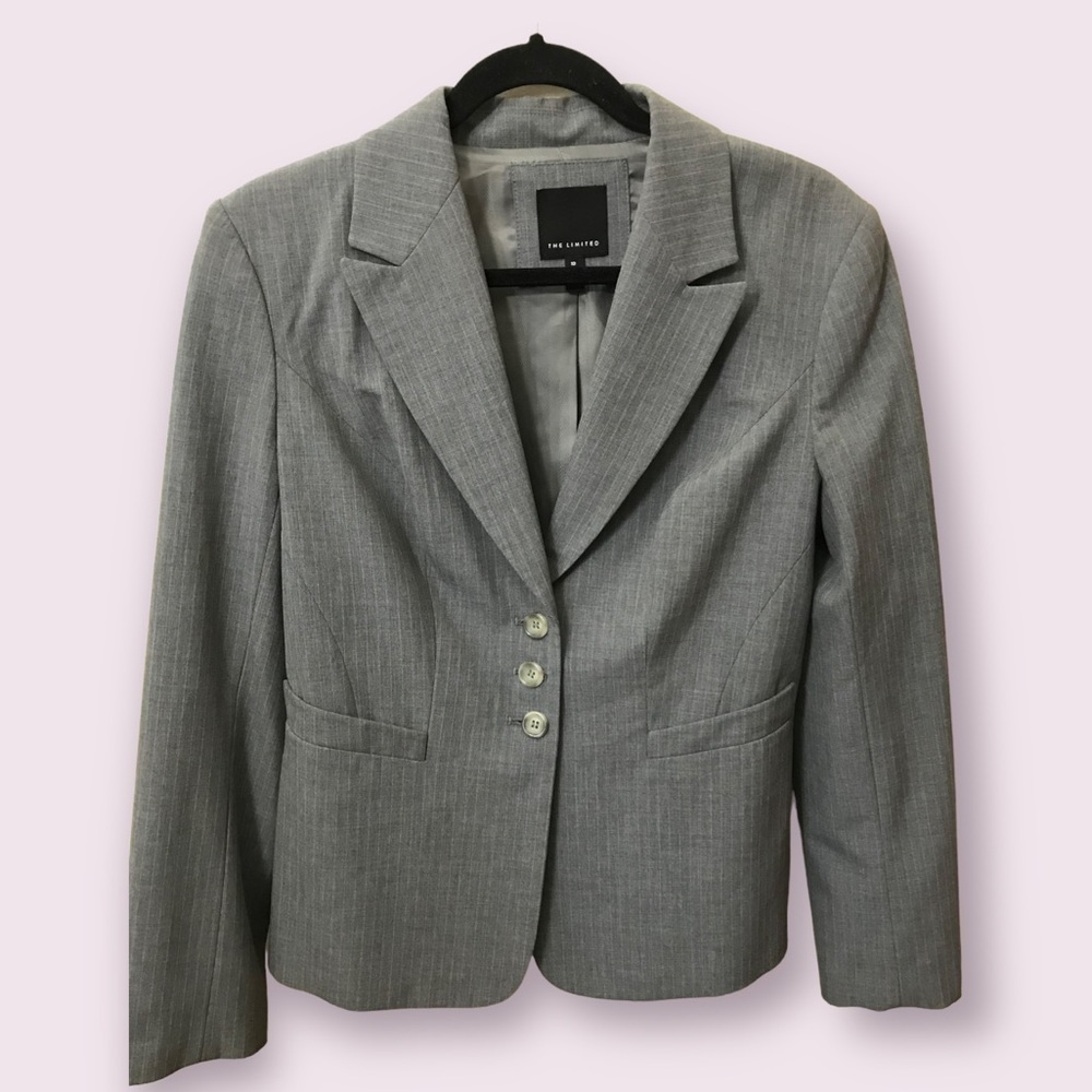 THE Limited Womens Viscose Blend Gingham Checkered Tweed Blazer Jacket Size 10